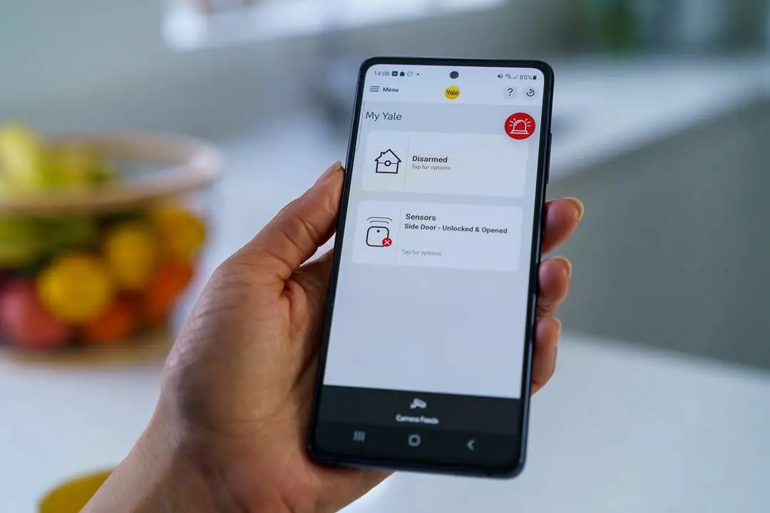 Yale smart security app on a phone